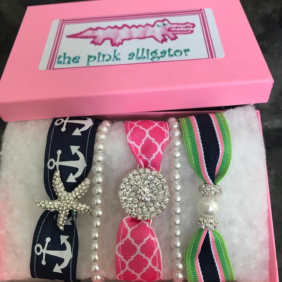 Preppy Starfish Anchors preppy rhinestone bracelet set - Picture 3 of 4